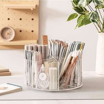 HBlife Rotating Acrylic Desk Organizer with 8 Slots