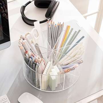 HBlife Rotating Acrylic Desk Organizer with 8 Slots