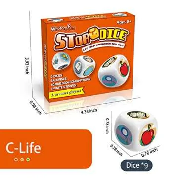 Mbarbs Happy Story 9 Colorful Cubes Bundle Dices - A Happy Travels Telling Cubes and Oral Language Dice 54 Images Unlimited Stories Combination Iconic Storytelling Game Imaginative Play for Kids