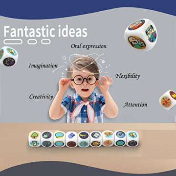 Mbarbs Happy Story 9 Colorful Cubes Bundle Dices - A Happy Travels Telling Cubes and Oral Language Dice 54 Images Unlimited Stories Combination Iconic Storytelling Game Imaginative Play for Kids