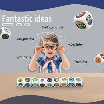 Mbarbs Happy Story 9 Colorful Cubes Bundle Dices - A Happy Travels Telling Cubes and Oral Language Dice 54 Images Unlimited Stories Combination Iconic Storytelling Game Imaginative Play for Kids