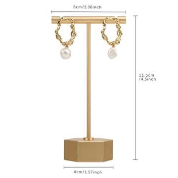 GemeShou Gold Metal Earring T Bar Stand for Stylish Display