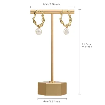 GemeShou Gold Metal Earring T Bar Stand for Stylish Display