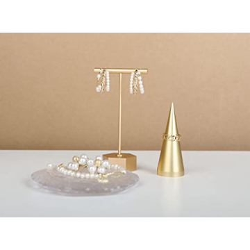 GemeShou Gold Metal Earring T Bar Stand for Stylish Display