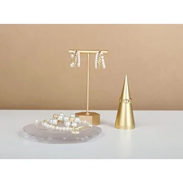 GemeShou Gold Metal Earring T Bar Stand for Stylish Display