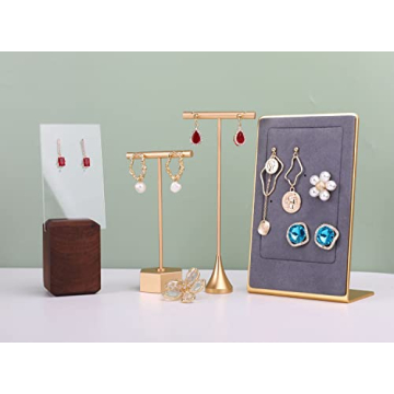 GemeShou Gold Metal Earring T Bar Stand for Stylish Display
