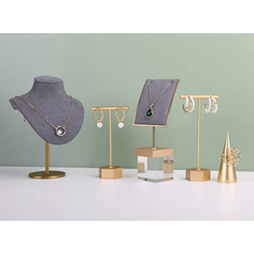 GemeShou Gold Metal Earring T Bar Stand for Stylish Display