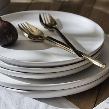 Porto by Stone Lain Macchio 12-Piece Premium Kitchen & Dining Dinnerware Set Stoneware, White Matte, Crafted in Portugal, Dishwasher and Microwave Safe Scratch-Resistant Dish Set for 4