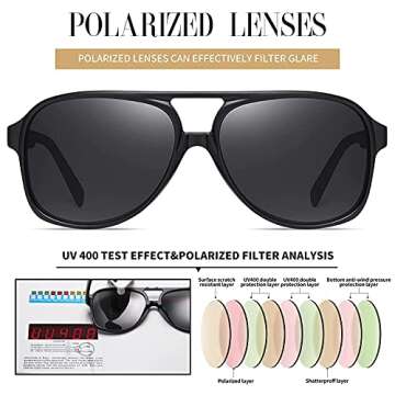 PAMIX Retro Trendy Aviator Sunglasses 70s Cool Oversized Vintage Unisex 101% UVA/UVB Protection