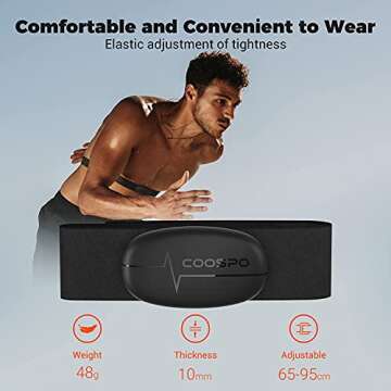 COOSPO H6 Heart Rate Monitor Chest Strap Bluetooth 4.0 ANT+ IP67 Chest Heart Rate Sensor for Peloton...