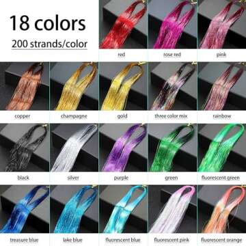 NIACONN 18 Colors Hair Tinsel Kit, 48 Inch 3900 Strands Glitter Tinsel Hair Extensions for Women, Fa...