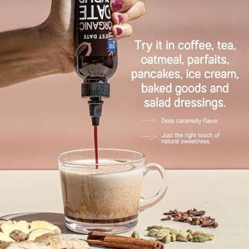 Just Date Syrup : Organic Date Sweetener | One 8.8 OZ Squeeze Bottle I Low-Glycemic, Vegan, Paleo | 1 Ingredient : 100% Organic Medjool Dates