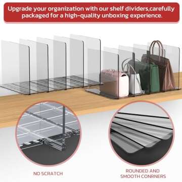 frtzal Purse Organizer for Closet, Shelf Dividers for Closet Organization Adjustable Plastic Handbag Organizers for Closets Purse Storage Organizer (5 layers Tra)