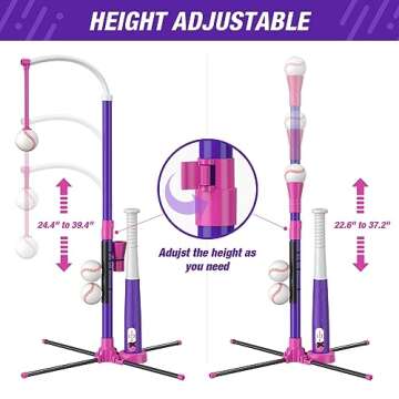 HYES Baseball Set - Safe, Adjustable 3 Ways to Play