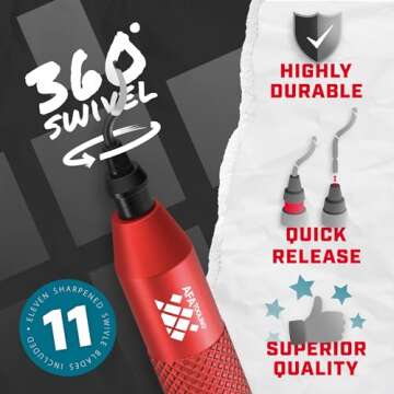 AFA Tooling - Deburring Tool with 11 High Speed Steel Blades for Metal & 3D Printing