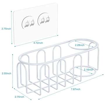 stusgo Sponge Holder for Kitchen Sink, 2 in 1 Sponge and Brush Holder in Sink, Adhesive Sponge Caddy for Kitchen Sink, Stainless Steel, Rust Proof Water Proof, No Drilling, White