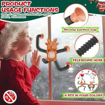 Chirstmas Stocking Stuffers for Kids Toddler, Pop Tube Fidget Toys Airplane Car Travel Activities Toys Sensory Autism Toys for Children with Autistic ADHD, Goodie Bag Stuffer Gift for Boys Ages 3-9