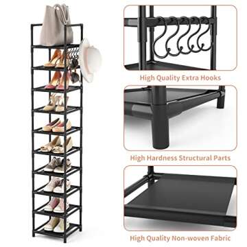 LANTEFUL Tall Narrow Shoe Rack for Space-Saving Shoe Storage