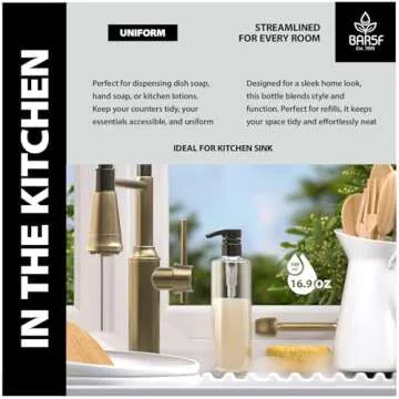 Bar5F 16oz BPA Free Pump Bottles for Shower & Home