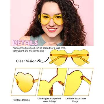 Frienda 8 Pairs Heart Shaped Sunglasses for Women Rimless Heart Glasses Candy Color Sunglasses for Party Favor(Assorted Colors)
