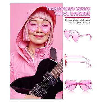 Frienda 8 Pairs Heart Shaped Sunglasses for Women Rimless Heart Glasses Candy Color Sunglasses for Party Favor(Assorted Colors)