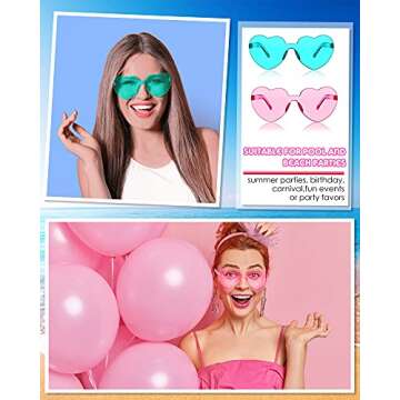 Frienda 8 Pairs Heart Shaped Sunglasses for Women Rimless Heart Glasses Candy Color Sunglasses for Party Favor(Assorted Colors)