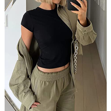 BAIGRAM Women's Slim Fit Crop Top Tee Shirt for Every Occasion