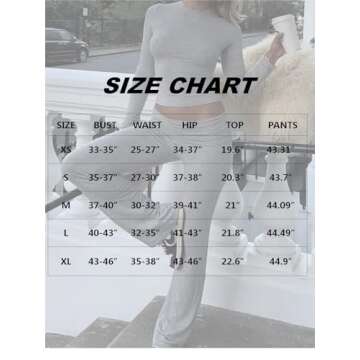 AYWA Women's 2 Piece Outfits Foldover Flare Pants Long Sleeve Crew Neck T-shirt Fitted Pajama Sets (Light Heather Grey, Medium)