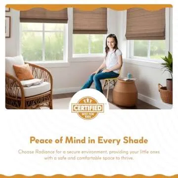 Radiance Cordless Bamboo Roman Shades for Windows - Flatstick Bamboo Blinds for Semi-Private Light Control - Easy to Lift & Fold Up Window Shades - Driftwood - 35 in. W x 64 in. L - (2216612E)