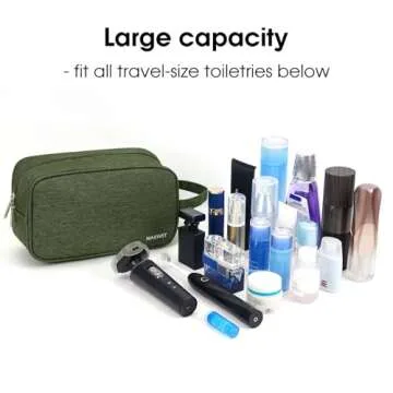 Narwey Travel Toiletry Bag for Women Traveling Dopp Kit Men Travel Bag for Toiletries Cosmetic Bag Makeup Bag Medicine Bag for Traveling (Army Green)