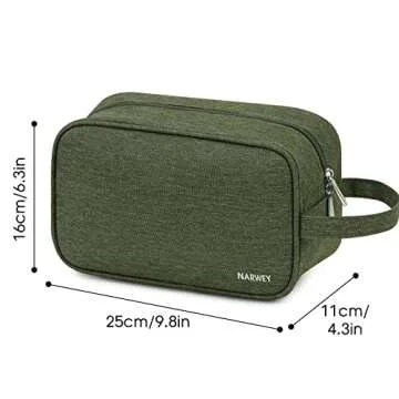Narwey Travel Toiletry Bag for Women Traveling Dopp Kit Men Travel Bag for Toiletries Cosmetic Bag Makeup Bag Medicine Bag for Traveling (Army Green)