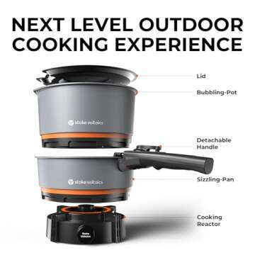 Stoke Voltaics Fireproof Camping Cooking Set with Lid,200-1000W Electric Pots and Pans Set Non-Stick...