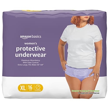 Amazon Basics Women's Protective Underwear, Incontinence & Postpartum, Maximum Absorbency, Extra Lar...