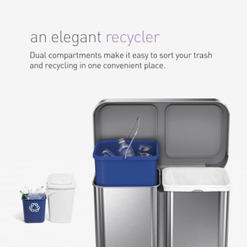 simplehuman 58L Step Can Liner Pocket Brushed Stainless Steel Recycler