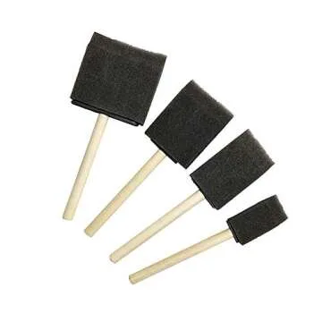 16 Pieces Foam Paint Brushes Sponges Brush Set Foam Paint Brush Set Sponge Paint Brush Wooden Handle Foam Brush Paint Tools for Arts Crafts Stencils Painting(4 Size, Black)