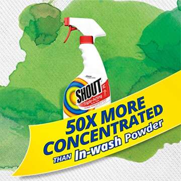 Shout Active Enzyme Laundry Stain Remover Spray, Triple-Acting Formula Clings, Penetrates, and Lifts 100+ Types of Everyday Stains - Prewash Spray 22oz