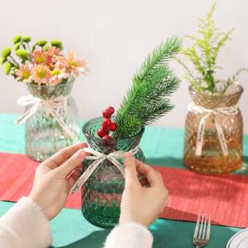 SOJOCK 2PACK Glass Flower Vases(Flowers NOT Included),6.3" High Diamond Pattern Vases,Large Vases for Flowers,Vintage Vases for Centrepieces,Wedding Decorations,Home Table Flower Decorations