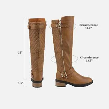 DREAM PAIRS Women's Knee High Boots Wide Calf Low Heel Riding Boots Fall Tall Boots for Women,Size 8...