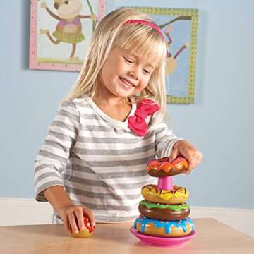 Learning Resources Smart Snacks Stack 'em Up Doughnuts - 7 Pieces, Ages 18+ months Fine Motor Skills Toys, Toddler Counting Toys, Donut Toys, Educational Toys for Kids