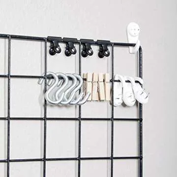 Wire Hanging Wall Grid - Black - Home Decor - Office Storage and Organizer - Polaroid Photogrid - Metal Plant Hanging - Minimalistic Aesthetic - Desk Decorations - Hanging Hooks Included - Bonus Clips