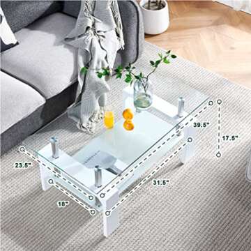 Living Room Rectangle Coffee Table, Tea Table Suitable for Waiting Room, Modern Side Coffee Table wi...