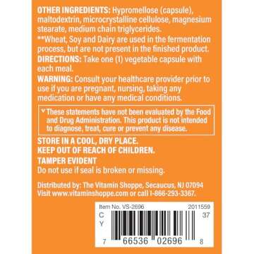 Digest Extra - Digestive Enzymes for Fats, Carbohydrates and Protein Including a Digestive Aid for Gluten and Dairy - Supports Nutrient Absorption (180 Vegetable Capsules) by The Vitamin Shoppe