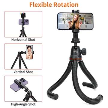 UURig Camera Tripod, Mini Flexible Stand with Hidden Phone Holder w Cold Shoe Mount, 1/4'' Screw for Magic Arm, Universal for iPhone 13 12 Pro Max XS Max X 8 Samsung Canon Nikon Sony Cameras