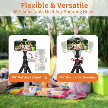 UURig Camera Tripod, Mini Flexible Stand with Hidden Phone Holder w Cold Shoe Mount, 1/4'' Screw for Magic Arm, Universal for iPhone 13 12 Pro Max XS Max X 8 Samsung Canon Nikon Sony Cameras