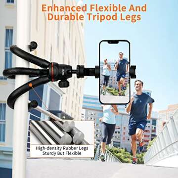 UURig Camera Tripod, Mini Flexible Stand with Hidden Phone Holder w Cold Shoe Mount, 1/4'' Screw for Magic Arm, Universal for iPhone 13 12 Pro Max XS Max X 8 Samsung Canon Nikon Sony Cameras
