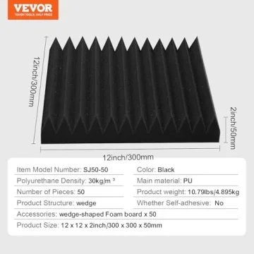 VEVOR Acoustic Foam Panels High Density Soundproofing 50 Pack