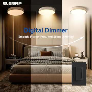 ELEGRP Digital Dimmer Light Switch for 300W Dimmable LED/CFL Lights and 600W Incandescent/Halogen, S...
