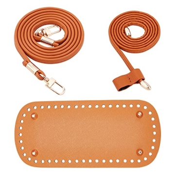 WADORN 4pcs DIY Leather Bags Knitting Crochet Set, Leather Craft Bag Sewing Kit with Leather Bag Bot...
