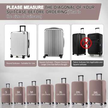 RainVillage Travel Luggage Cover Suitcase Protector Scratch-Resistant Fit 19-31 Inch Suitcase, Not Included Suitcase (Khaki, SX(22-23 inch))