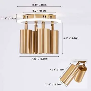 BEWAMF Golden Ceiling Spotlight for Indoor Lighting